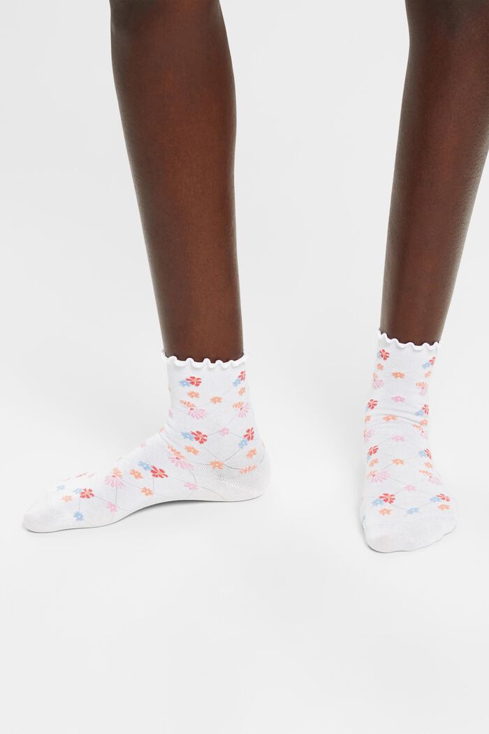 Set van 2 paar sokken met gegolfde zoom, WHITE, detail image number 2