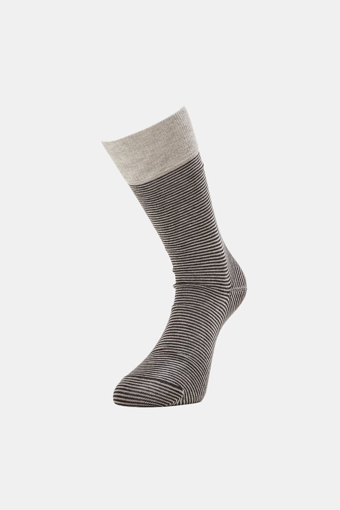 Set van 2 paar gestreepte sokken, organic cotton, GREY, detail image number 0