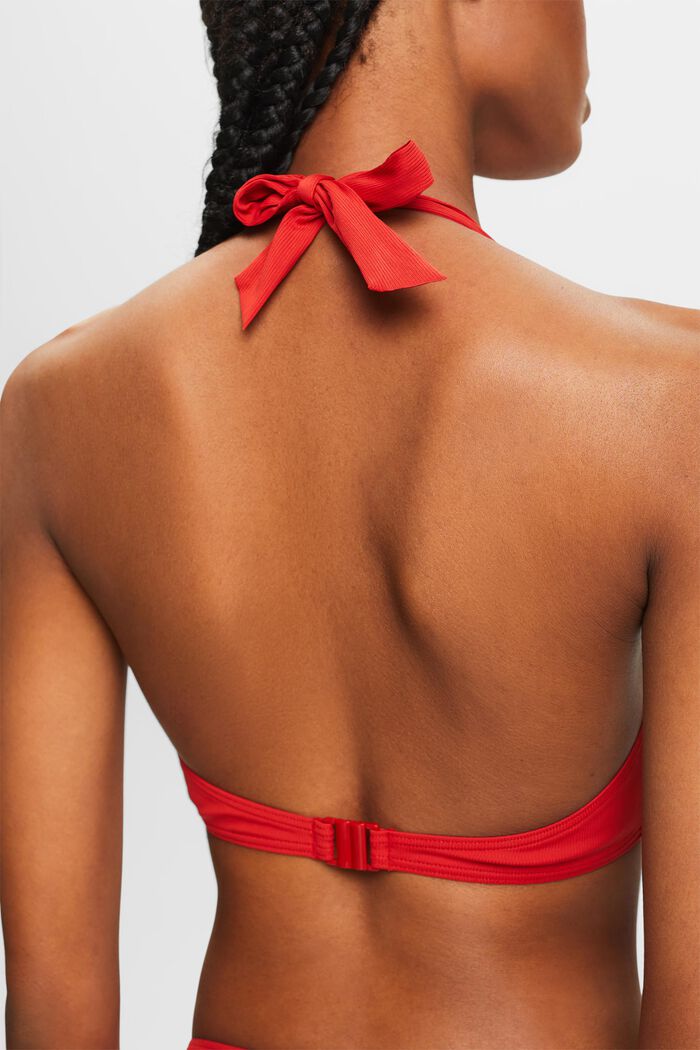 Gevoerde bikinitop met halternek, DARK RED, detail image number 1