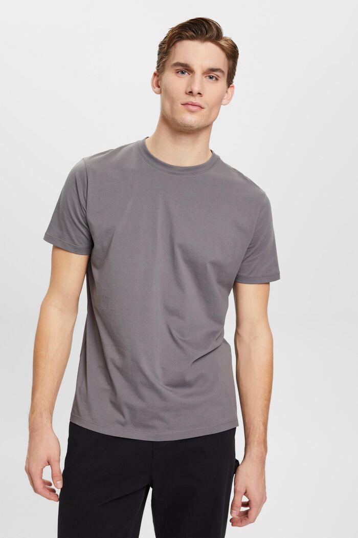 T-shirt en jersey à col ras-du-cou, DARK GREY, detail image number 0