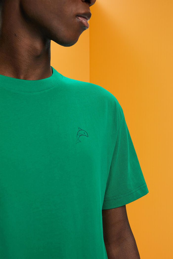 T-shirt en coton à imprimé dauphin, GREEN, detail image number 2