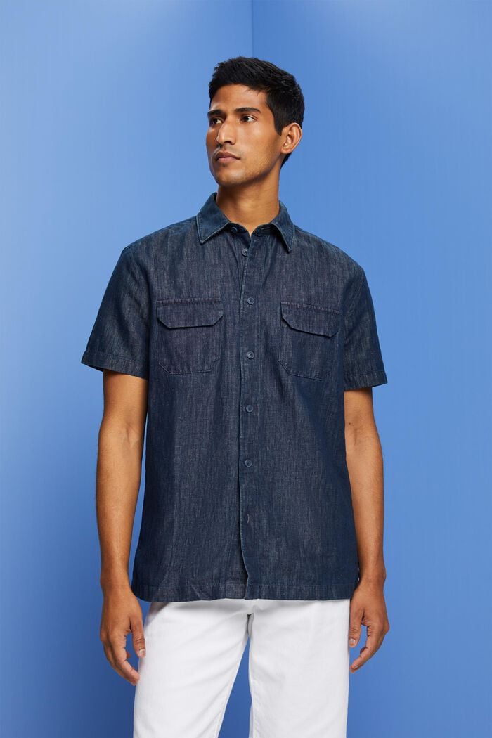 Chemise à manches courtes en jean, BLUE BLACK, detail image number 2