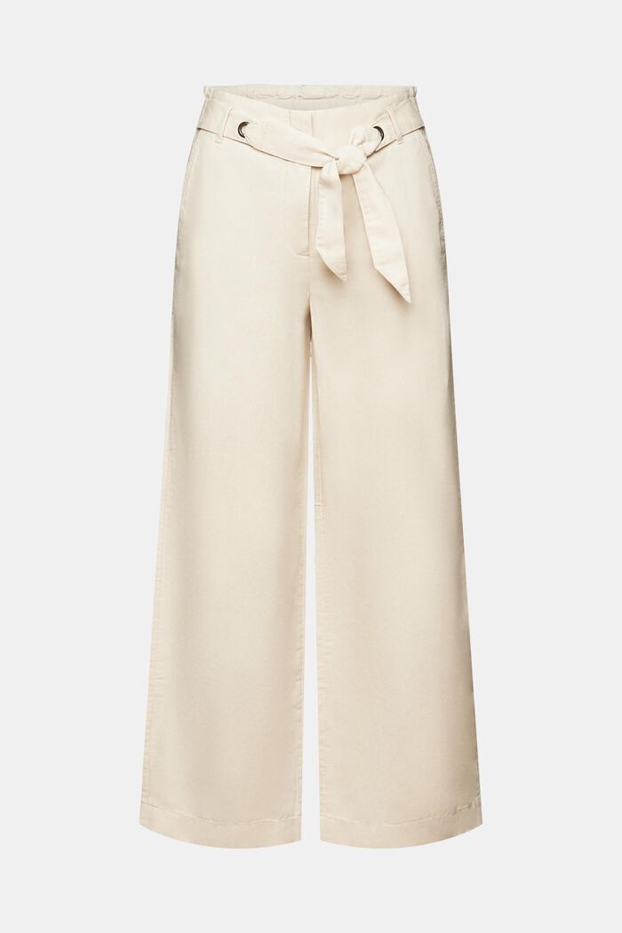 Jupe-culotte cropped en coton et lin, CREAM BEIGE, detail image number 7