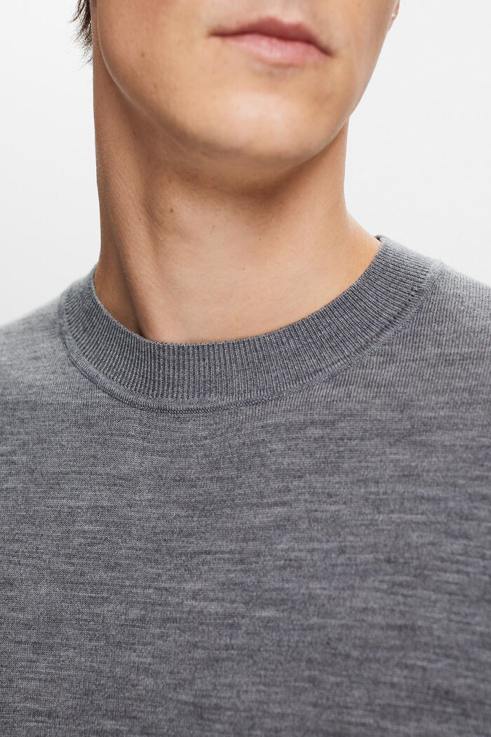 Wollen sweater met een ronde hals, GREY, detail image number 2