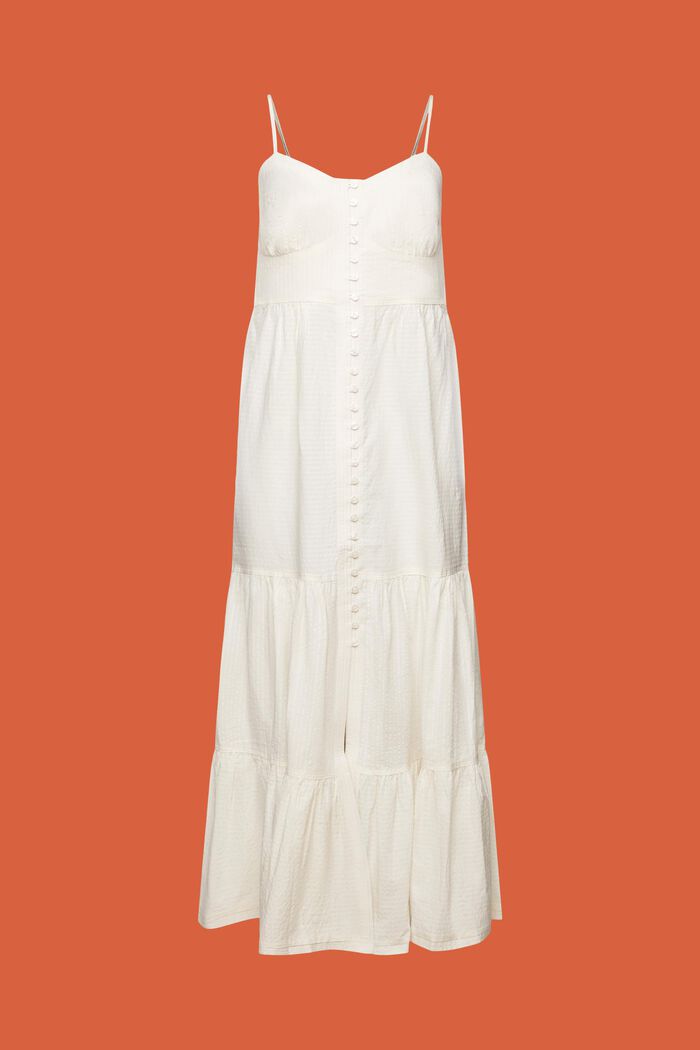 Gelaagde maxi-jurk met knopen aan de voorkant, WHITE, detail image number 6