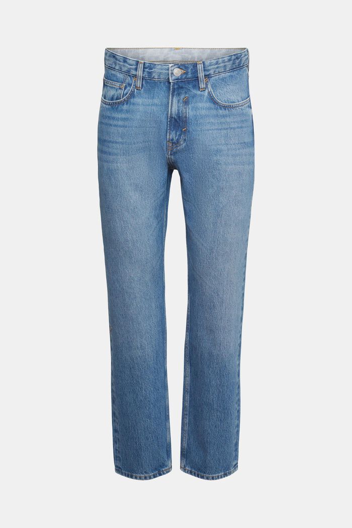 Jeans met rechte pijpen, organic cotton, BLUE MEDIUM WASHED, overview