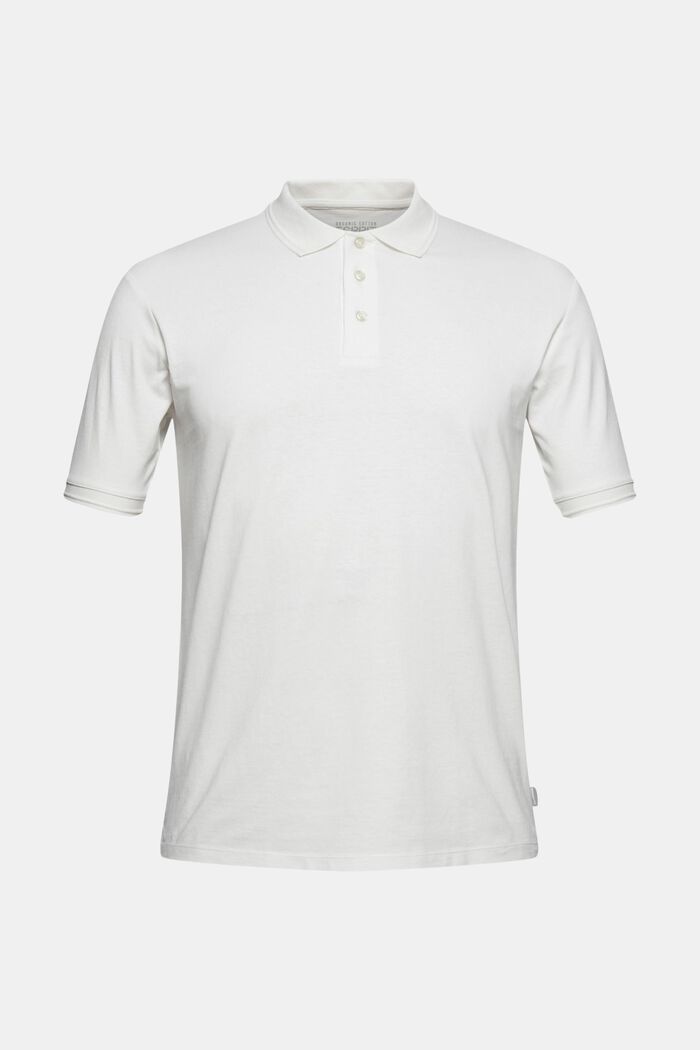 À teneur en lin et coton biologique : Polo en jersey, OFF WHITE, detail image number 0