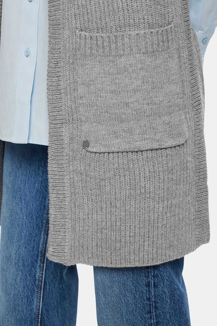Gerecycled: lang mouwloos vest, GREY, detail image number 1