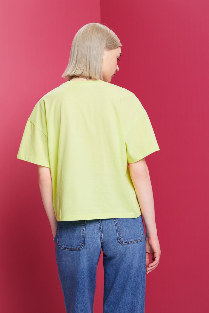 Cropped oversized T-shirt, 100% katoen, LIME YELLOW, detail image number 3