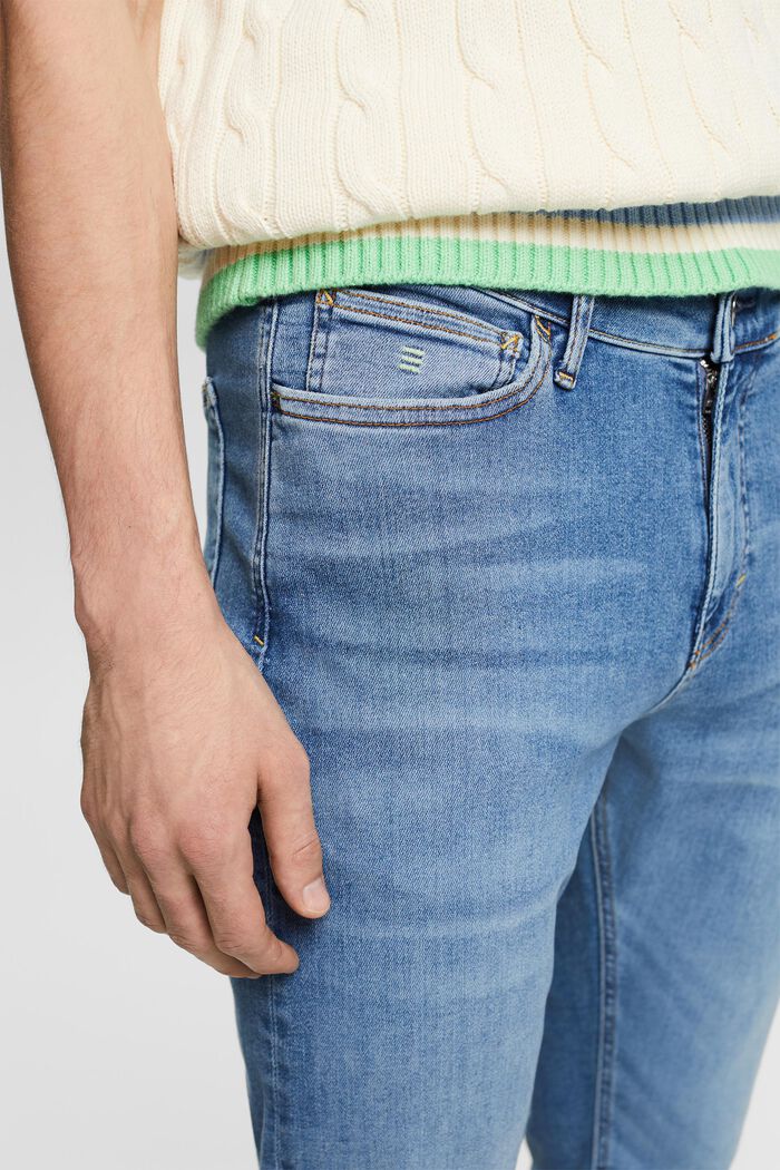 Mid rise skinny jeans, BLUE LIGHT WASHED, detail image number 4