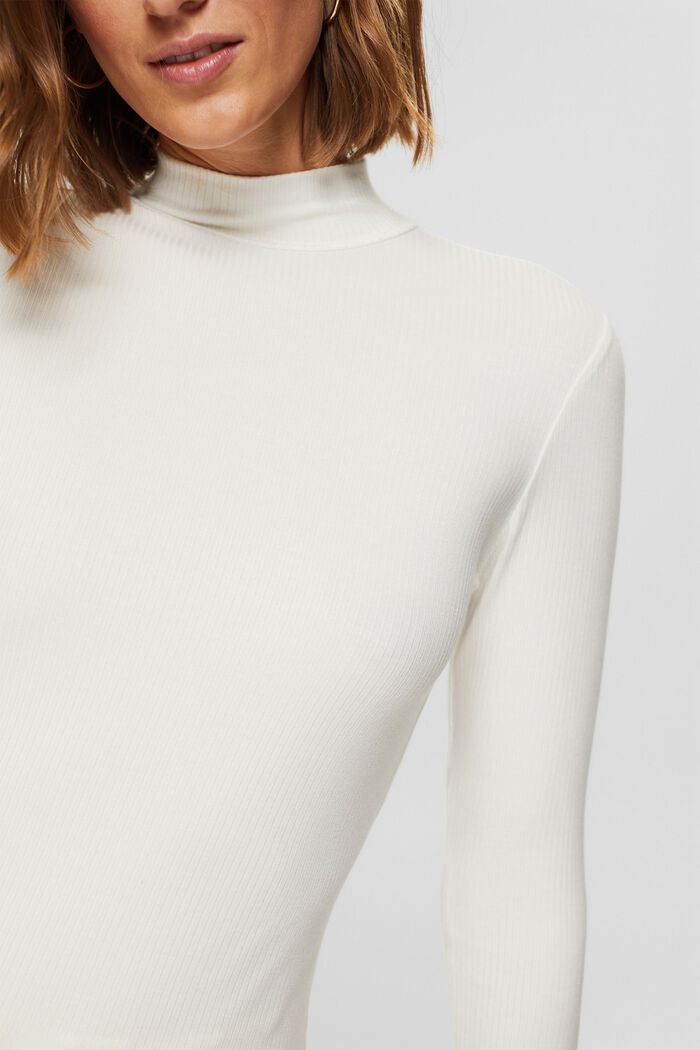 En lyocell (TENCEL™). T-shirt à manches longues et col droit, OFF WHITE, detail image number 2