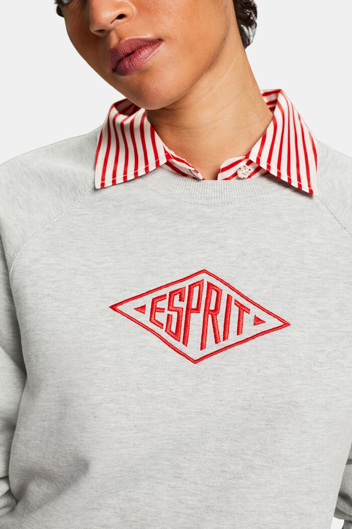 Sweatshirt met logoborduursel, LIGHT GREY, detail image number 3
