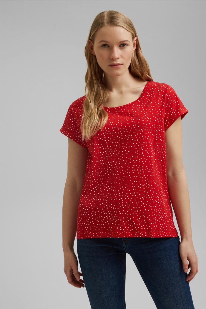 T-shirt met print, 100% organic cotton, RED, overview