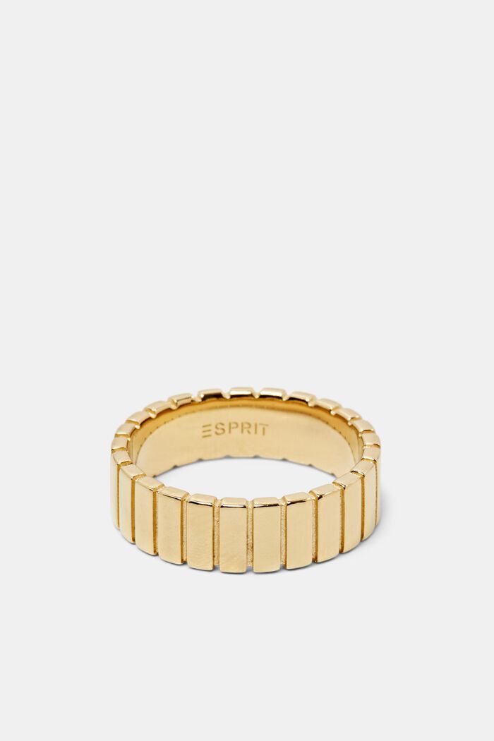 Goudkleurige geribde ring, sterlingzilver, GOLD, detail image number 0