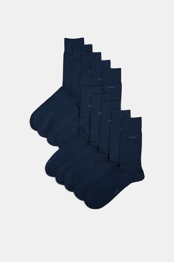 Lot de 10 paires de chaussettes, coton biologique mélangé, MARINE, detail image number 0