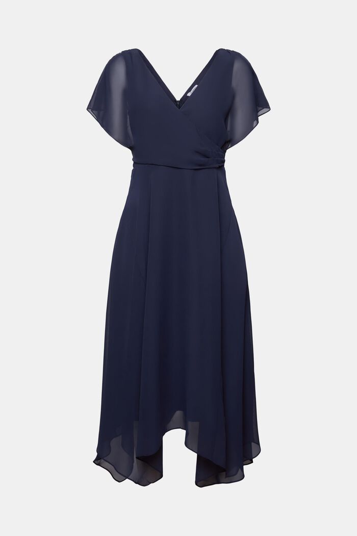 Chiffon maxi-jurk met V-hals, NAVY, detail image number 7