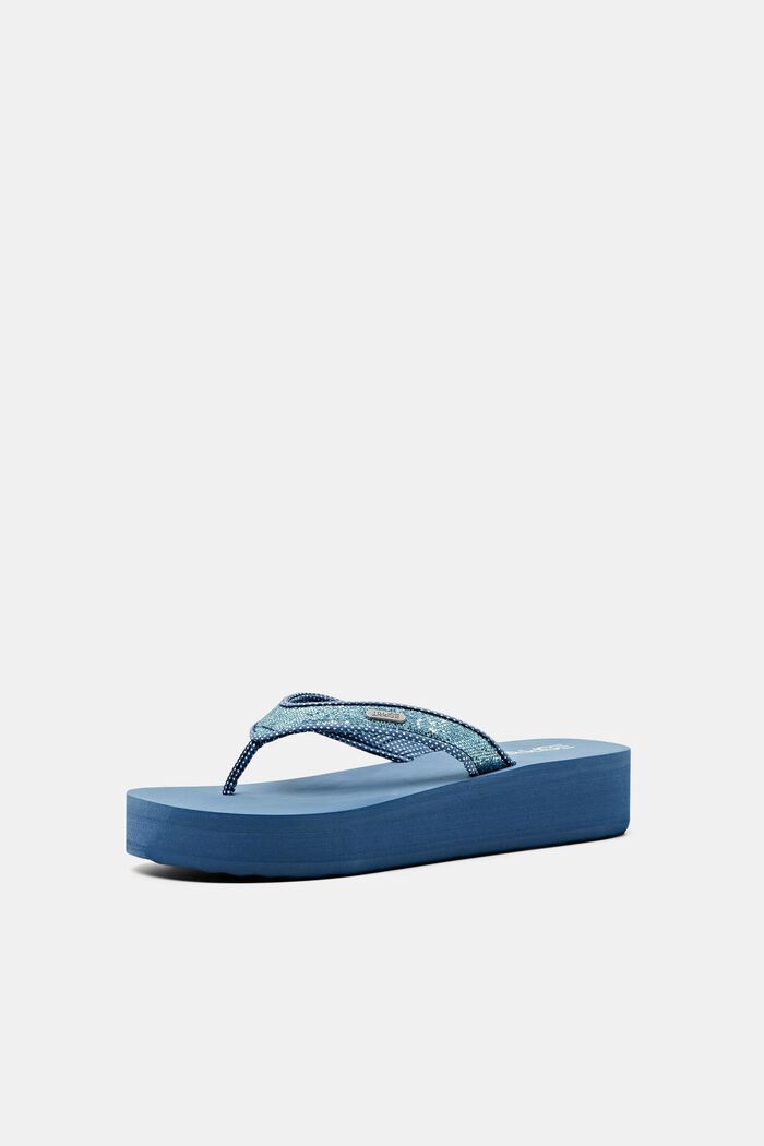 Sandales à entredoigt avec semelle plateau, BLUE, detail image number 2