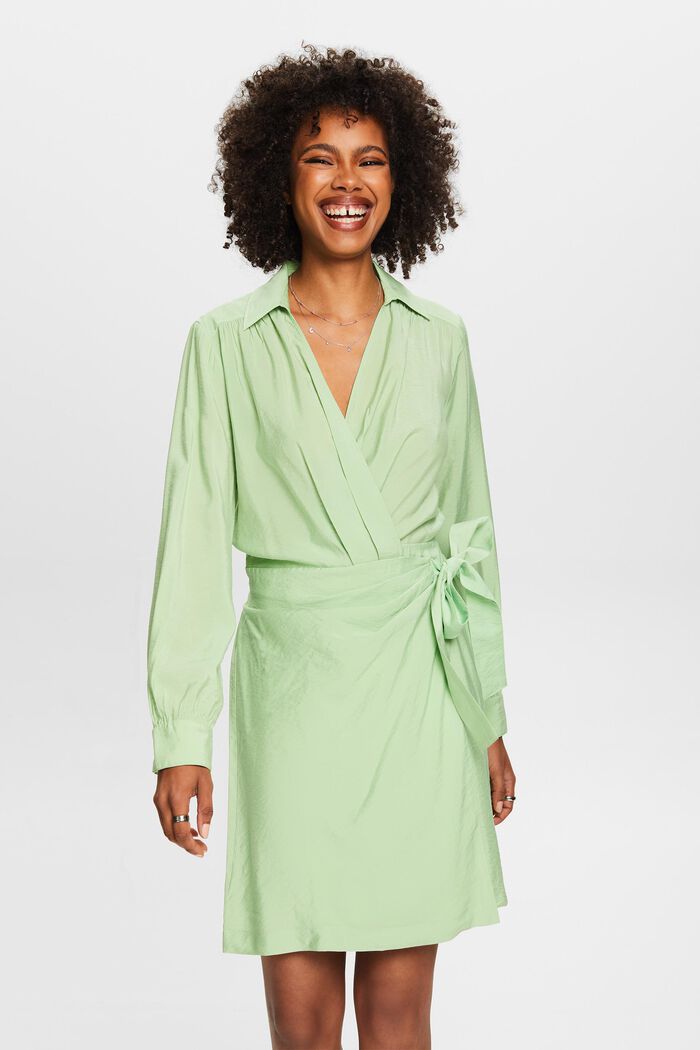 Mini-robe portefeuille froissée, LIGHT GREEN, detail image number 0