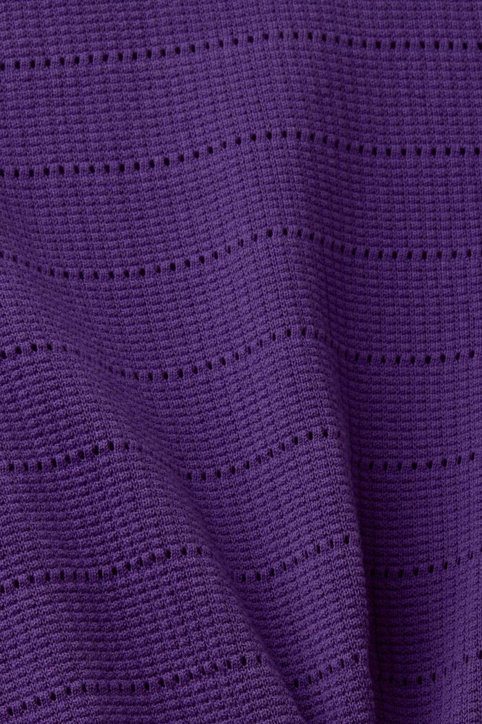 Katoenen trui met opengewerkt motief, DARK PURPLE, detail image number 5