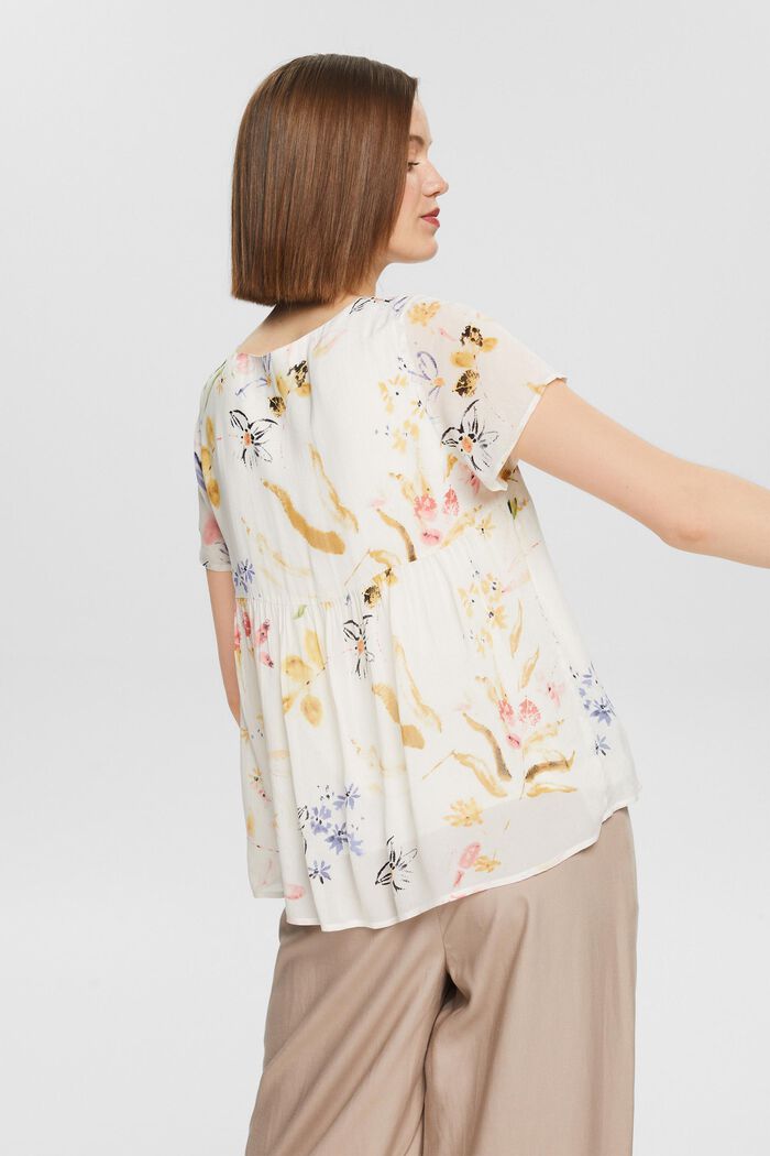 Blouse met bloemmotief, LENZING™ ECOVERO™, OFF WHITE, detail image number 3