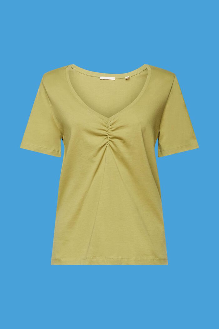 T-shirt à fronces, 100 % coton, PISTACHIO GREEN, detail image number 6