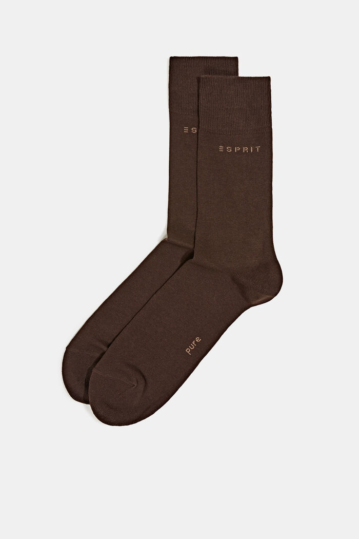 Set van 2 paar sokken, organic cotton, DARK BROWN, detail image number 0