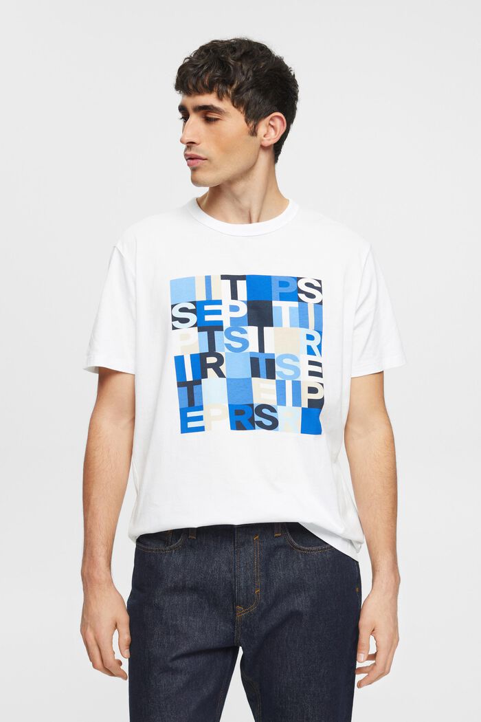 T-shirt met logo print, biologisch katoen, WHITE, detail image number 0