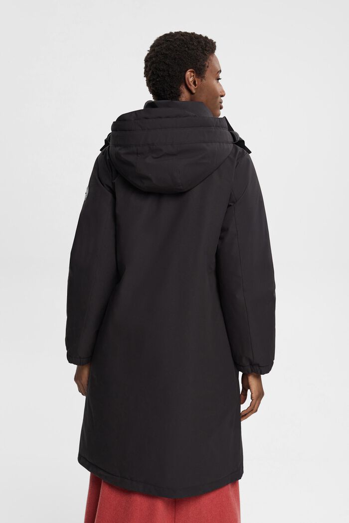 Manteau à capuche à doublure surpiquée, BLACK, detail image number 3