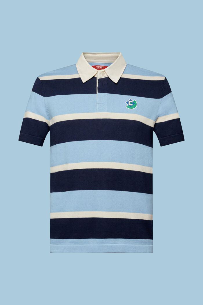Polo en coton à rayures et logo, BRIGHT BLUE, detail image number 6