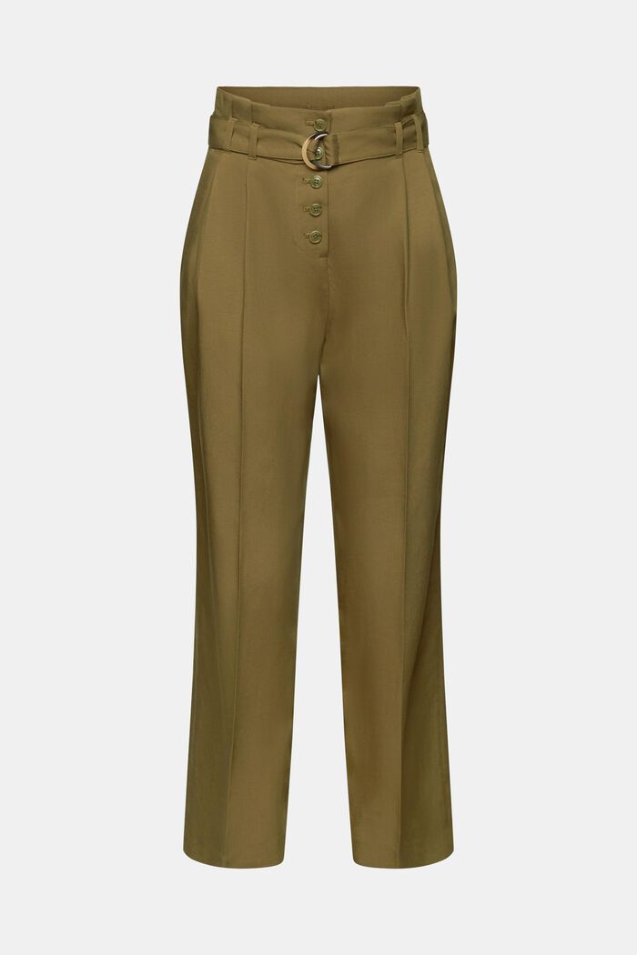 Cropped culotte met hoge taille voor mix & match, KHAKI GREEN, detail image number 6