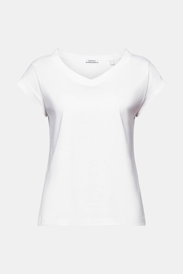 T-shirt en à encolure en V, WHITE, detail image number 5