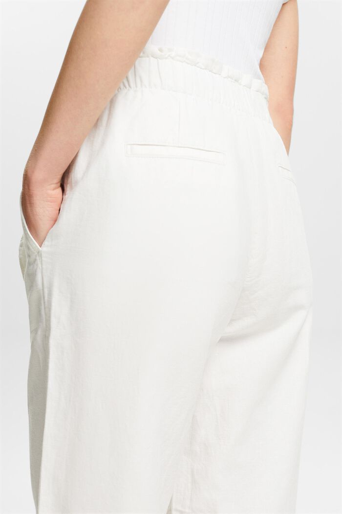 Jupe-culotte cropped en coton et lin, OFF WHITE, detail image number 4