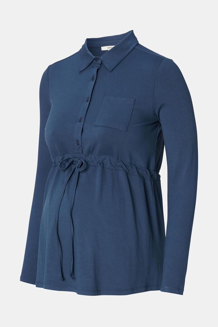 Jersey blouse met lange mouwen, DARK BLUE, detail image number 6