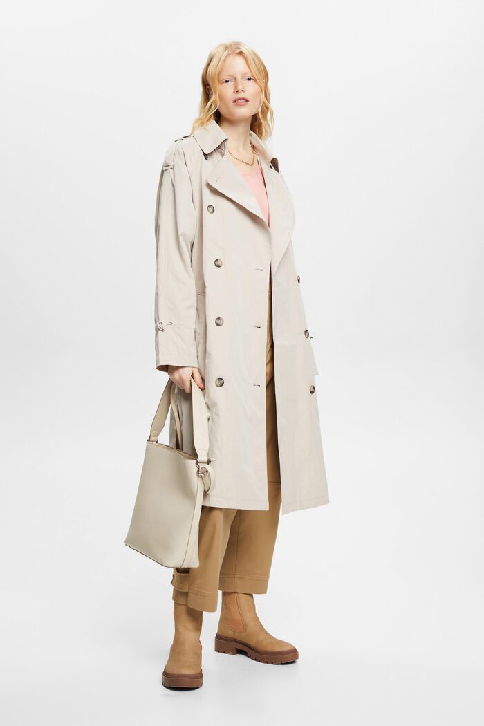 Double-breasted trenchcoat met ceintuur, LIGHT TAUPE, detail image number 1