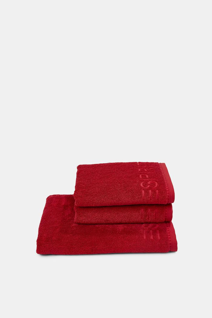 À teneur en TENCEL™ : le lot de 3 serviettes en tissu éponge, RUBIN, detail image number 2