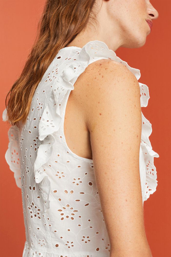 Mouwloze kanten blouse, 100% katoen, OFF WHITE, detail image number 2