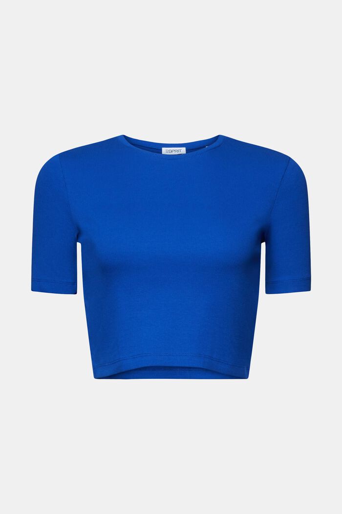T-shirt court en coton côtelé, BRIGHT BLUE, detail image number 6