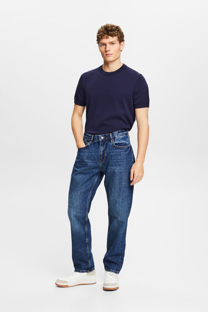Jeans met middelhoge taille en rechte pijpen, BLUE DARK WASHED, detail image number 5