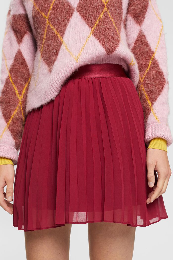 Mini-jupe à plis, CHERRY RED, detail image number 2