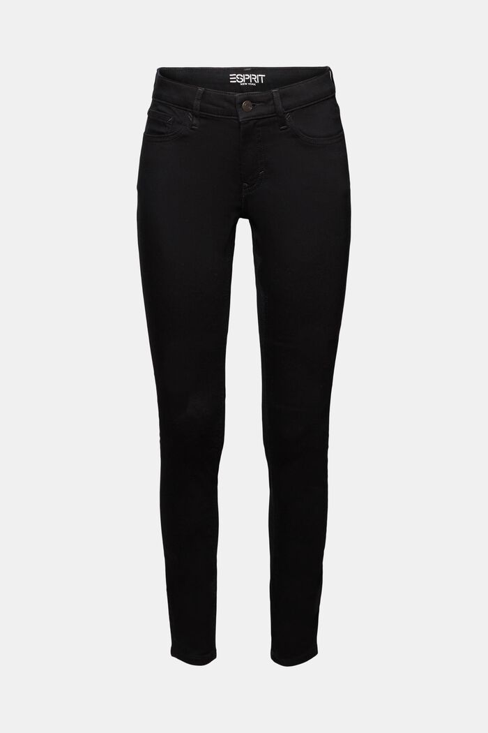 En matière recyclée : le jean stretch de coupe Skinny Fit à taille mi-haute, BLACK RINSE, detail image number 6