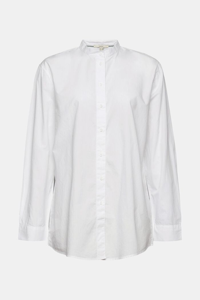 Overhemdblouse met opstaande kraag, organic cotton, WHITE, detail image number 8