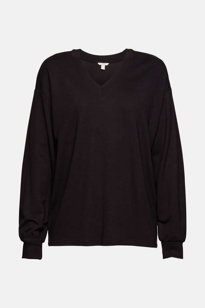 Licht sweatshirt, LENZING™ ECOVERO™, BLACK, detail image number 5