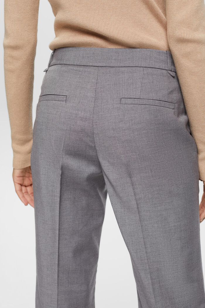 Pantalon en laine mélangée fendu au bas des jambes, MEDIUM GREY, detail image number 4