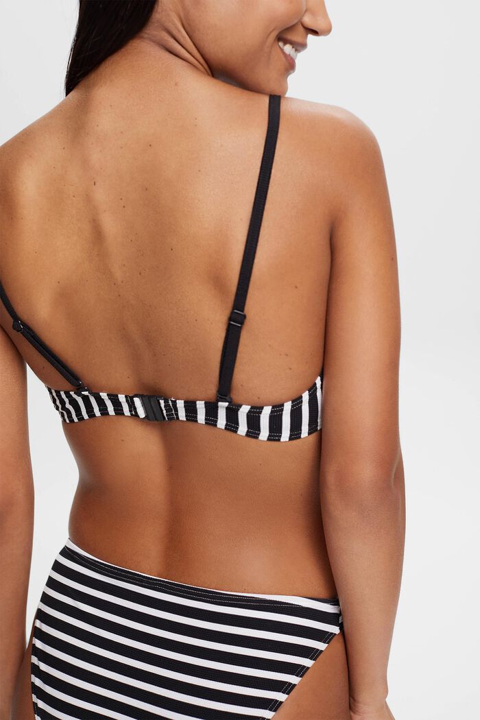 Ongewatteerde bikinitop met beugels en strepen, BLACK, detail image number 3