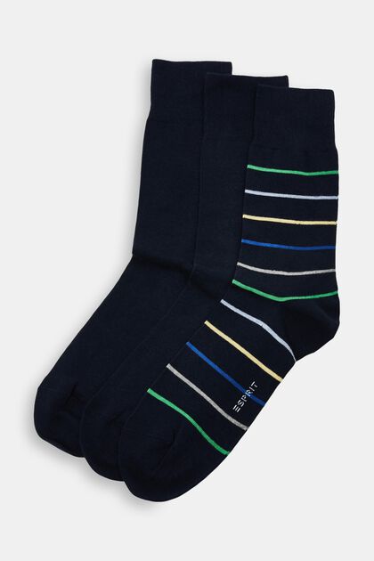 Set van 3 paar sokken, organic cotton, MARINE, overview