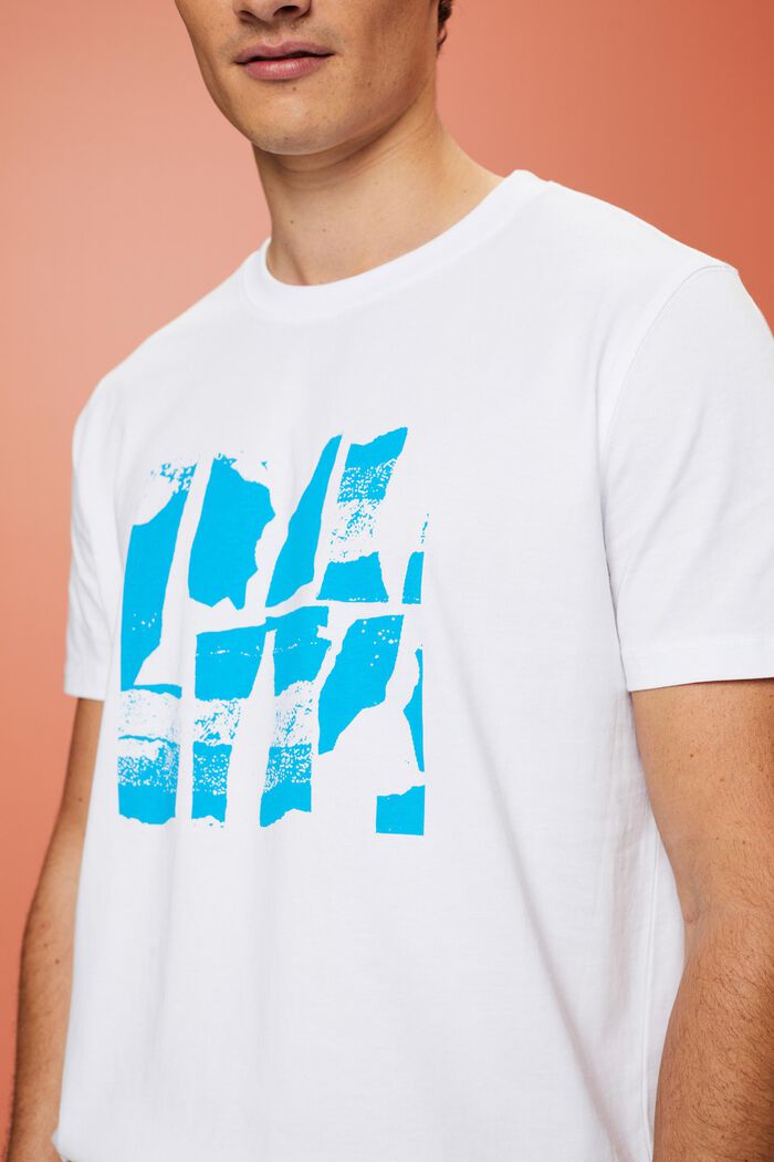T-shirt met print op de voorkant, 100% katoen, WHITE, detail image number 2