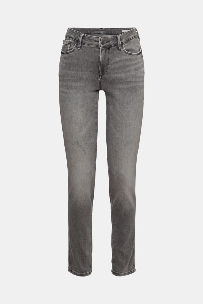 Slim fit-jeans met stretch, GREY MEDIUM WASHED, overview