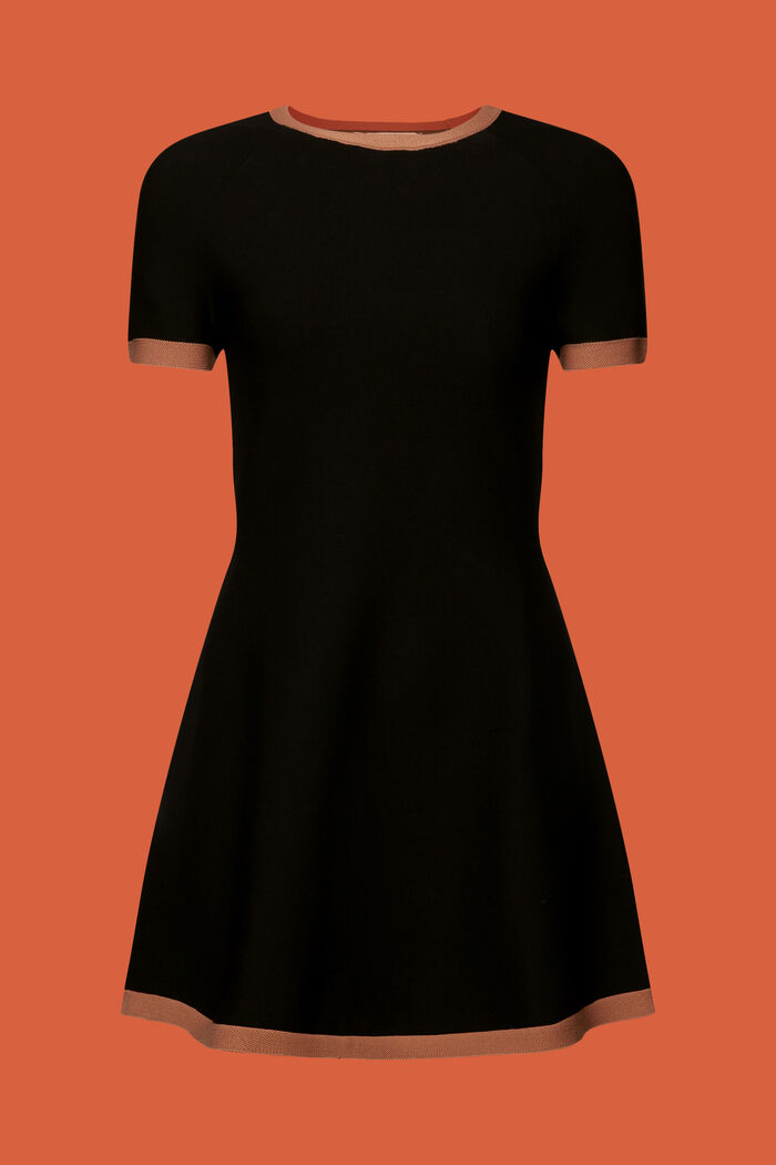 Gebreide jurk met korte mouwen, BLACK, detail image number 5