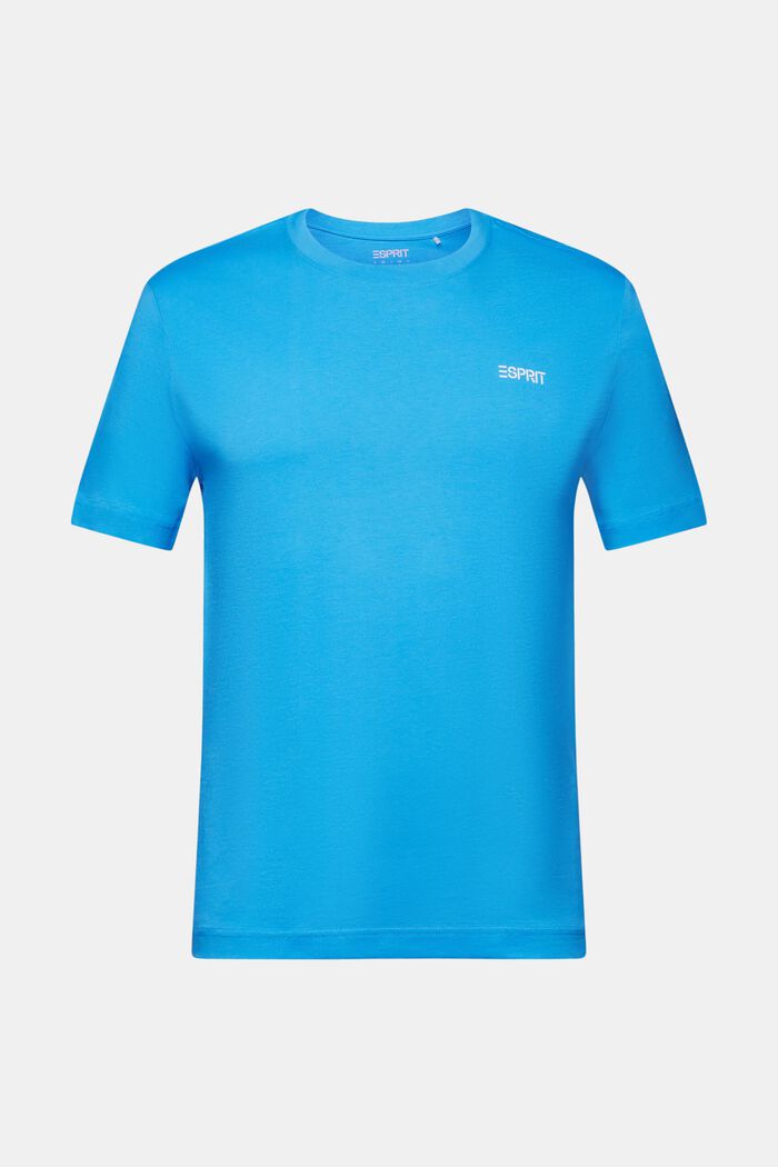 T-shirt van katoen-jersey met logo, BLUE, detail image number 6