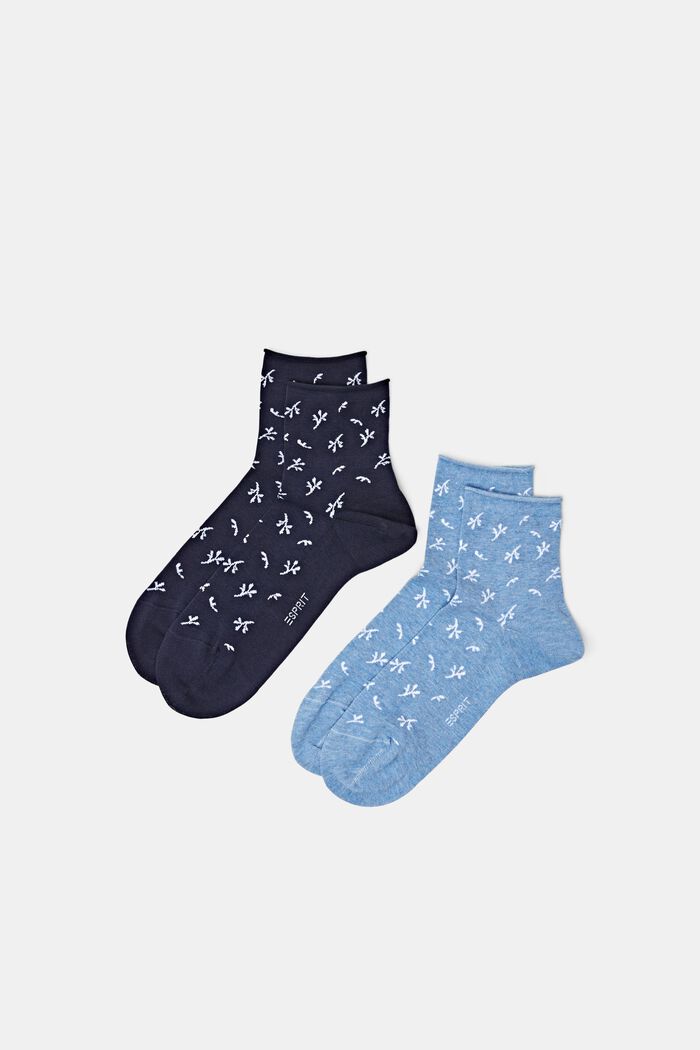 Lot de 2 paires de chaussettes en coton imprimées, NAVY/BLUE, detail image number 0